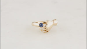 RETRO SAPPHIRE HAND RING 9ct GOLD