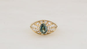 RETRO SAPPHIRE & DIAMOND RING 18ct GOLD