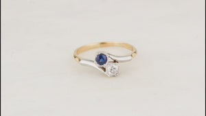 ANTIQUE SAPPHIRE & DIAMOND TOI ET MOI RING 18ct GOLD & PLATINUM