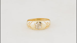 ANTIQUE VICTORIAN 1889 DIAMOND RING 15CT GOLD