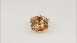 VINTAGE 17ct IMPERIAL TOPAZ COCKTAIL RING 14ct GOLD