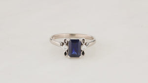 VINTAGE AUSTRALIAN SAPPHIRE & DIAMOND RING 18ct WHITE GOLD