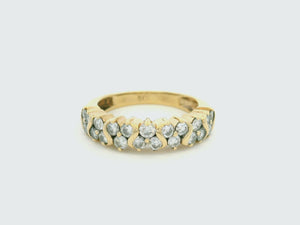 RETRO DOUBLE ROW DIAMOND HALF HOOP RING 9ct GOLD