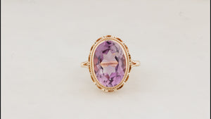 VINTAGE 1968 AMETHYST COCKTAIL RING 9ct GOLD