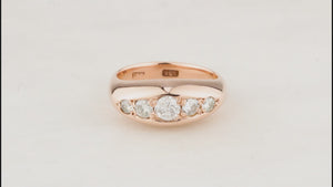 ANTIQUE .86ct FIVE STONE DIAMOND RING 18ct GOLD