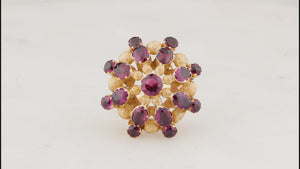 VINTAGE 1940’S PYROPE GARNET COCKTAIL RING 14ct GOLD