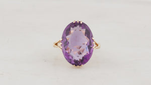 VINTAGE c1940's 8ct AMETHYST COCKTAIL RING 9ct GOLD