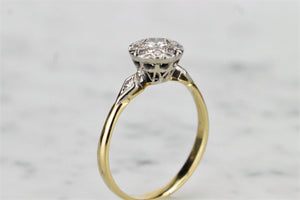 VINTAGE ESTATE c1940 DIAMOND CLUSTER RING ON 18ct YELLOW & WHITE GOLD