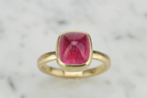 BESPOKE HANDCRAFTED PINK TOURMALINE RING ON 9ct YELLOW GOLD
