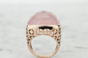 RETRO ESTATE ROSE QUARTZ RING ON 9CT ROSE GOLD