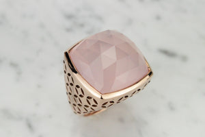 RETRO ESTATE ROSE QUARTZ RING ON 9CT ROSE GOLD