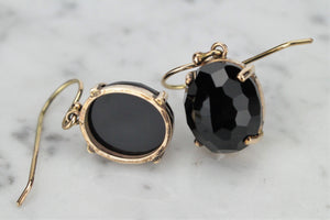 RETRO ESTATE ONYX EARRINGS ON 9ct YELLOW GOLD