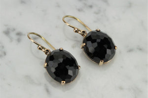 RETRO ESTATE ONYX EARRINGS ON 9ct YELLOW GOLD