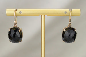 RETRO ESTATE ONYX EARRINGS ON 9ct YELLOW GOLD