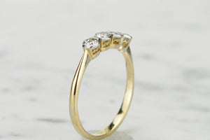 ORIGINAL ART DECO c1920’s FOUR STONE DIAMOND RING ON 18CT YELLOW & WHITE GOLD