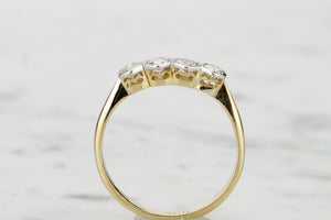 ORIGINAL ART DECO c1920’s FOUR STONE DIAMOND RING ON 18CT YELLOW & WHITE GOLD