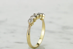 ORIGINAL ART DECO c1920’s FIVE STONE DIAMOND RING ON 18CT YELLOW & WHITE GOLD