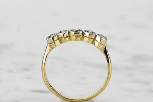 ORIGINAL ART DECO c1920’s FIVE STONE DIAMOND RING ON 18CT YELLOW & WHITE GOLD