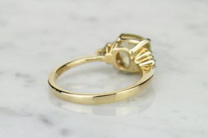 MODERN ESTATE HELIODOR & DIAMOND RING ON 14ct YELLOW GOLD