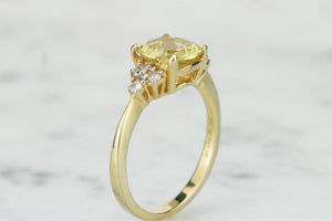 MODERN ESTATE HELIODOR & DIAMOND RING ON 14ct YELLOW GOLD