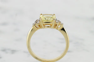 MODERN ESTATE HELIODOR & DIAMOND RING ON 14ct YELLOW GOLD