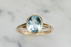 VINTAGE ART DECO ERA c1930’s TOPAZ RING ON 9ct YELLOW GOLD