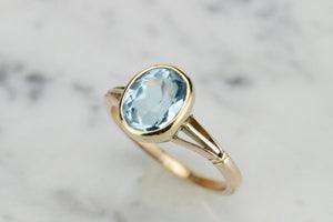 VINTAGE ART DECO ERA c1930’s TOPAZ RING ON 9ct YELLOW GOLD