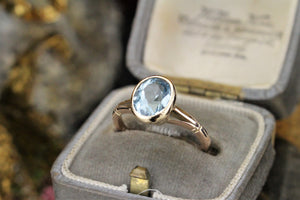 VINTAGE ART DECO ERA c1930’s TOPAZ RING ON 9ct YELLOW GOLD