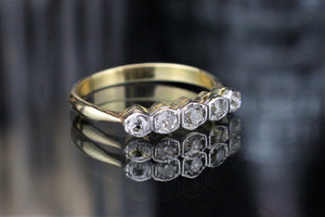 ORIGINAL ART DECO c1920’s FIVE STONE DIAMOND RING ON 18CT YELLOW & WHITE GOLD