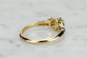 ANTIQUE EDWARDIAN c1910 DIAMOND TRILOGY RING ON 18ct YELLOW GOLD AND PLATINUM