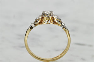 ANTIQUE EDWARDIAN c1910 DIAMOND TRILOGY RING ON 18ct YELLOW GOLD AND PLATINUM