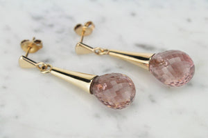 MODERN ESTATE TOURMALINE EARRINGS ON 9ct YELLOW GOLD