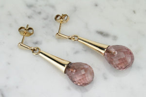 MODERN ESTATE TOURMALINE EARRINGS ON 9ct YELLOW GOLD