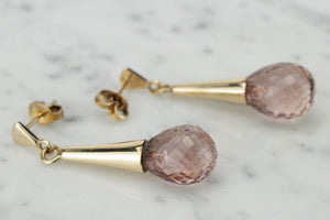 MODERN ESTATE TOURMALINE EARRINGS ON 9ct YELLOW GOLD