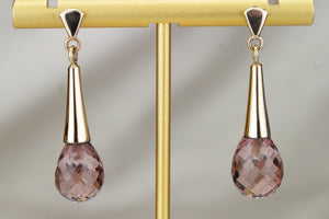 MODERN ESTATE TOURMALINE EARRINGS ON 9ct YELLOW GOLD