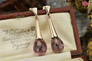 MODERN ESTATE TOURMALINE EARRINGS ON 9ct YELLOW GOLD