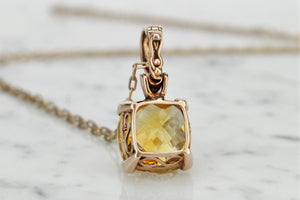 VINTAGE ESTATE 8ct NATURAL CITRINE & DIAMOND ENHANCER ON 9ct ROSE GOLD