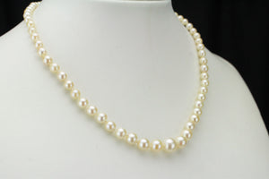 VINTAGE ART DECO c1920-30 PEARL NECKLACE WITH 14ct CLASP SET WITH RUBY & DIAMOND