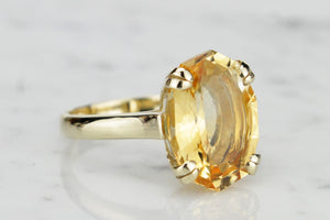 MID CENTURY c1960’s 5.9ct CITRINE COCKTAIL RING ON 9ct YELLOW GOLD