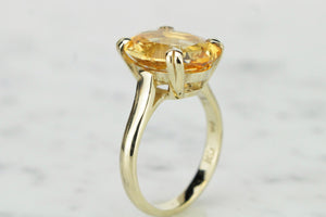 MID CENTURY c1960’s 5.9ct CITRINE COCKTAIL RING ON 9ct YELLOW GOLD