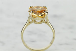 MID CENTURY c1960’s 5.9ct CITRINE COCKTAIL RING ON 9ct YELLOW GOLD