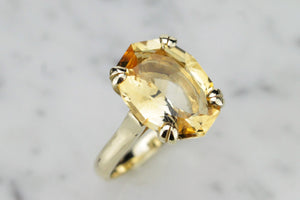 MID CENTURY c1960’s 5.9ct CITRINE COCKTAIL RING ON 9ct YELLOW GOLD