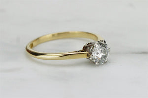 ANTIQUE ART DECO c1920’s DIAMOND SOLITAIRE RING ON 18ct YELLOW GOLD & PLATINUM