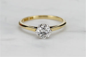 ANTIQUE ART DECO c1920’s DIAMOND SOLITAIRE RING ON 18ct YELLOW GOLD & PLATINUM