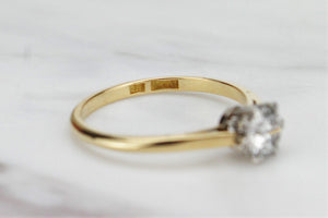 ANTIQUE ART DECO c1920’s DIAMOND SOLITAIRE RING ON 18ct YELLOW GOLD & PLATINUM