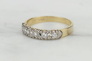 VINTAGE ESTATE FIVE STONE DIAMOND BAND RING ON 9ct YELLOW GOLD & PALLADIUM