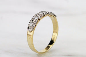 VINTAGE ESTATE FIVE STONE DIAMOND BAND RING ON 9ct YELLOW GOLD & PALLADIUM