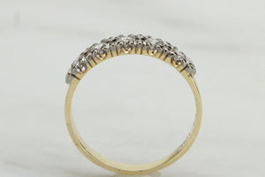 VINTAGE ESTATE FIVE STONE DIAMOND BAND RING ON 9ct YELLOW GOLD & PALLADIUM