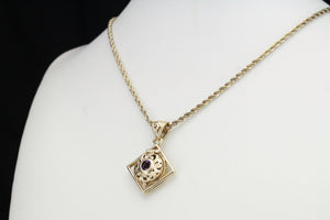 RETRO ESTATE AMETHYST LOCKET ON 9ct YELLOW GOLD