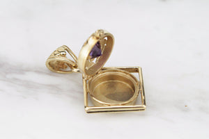 RETRO ESTATE AMETHYST LOCKET ON 9ct YELLOW GOLD